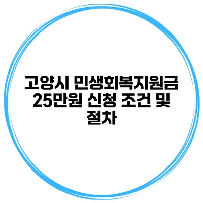 고양시 민생회복지원금 25만원 신청 조건 및 절차