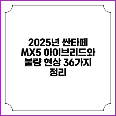 2025년 싼타페 MX5 하이브리드와 불량 현상 36가지 정리
