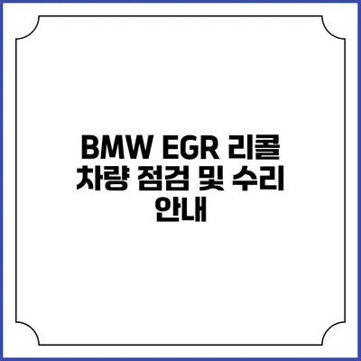 BMW EGR 리콜: 차량 점검 및 수리 안내