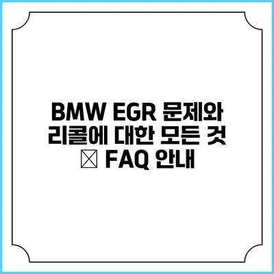 BMW EGR 문제와 리콜에 대한 모든 것 – FAQ 안내