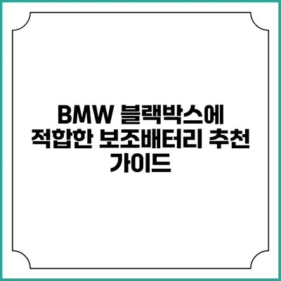 BMW 블랙박스에 적합한 보조배터리 추천 가이드