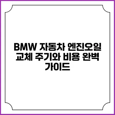 BMW 자동차 엔진오일 교체 주기와 비용 완벽 가이드