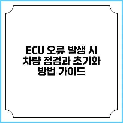 ECU 오류 발생 시 차량 점검과 초기화 방법 가이드
