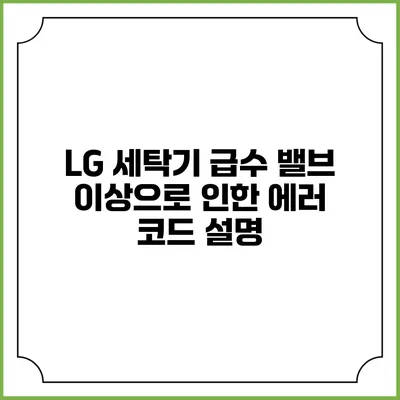 LG 세탁기 급수 밸브 이상으로 인한 에러 코드 설명