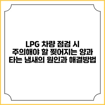 LPG 차량 점검 시 주의해야 할 찢어지는 양과 타는 냄새의 원인과 해결방법