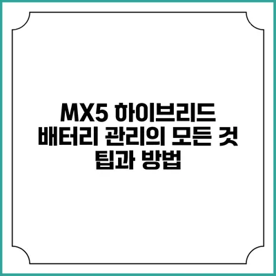 MX5 하이브리드 배터리 관리의 모든 것: 팁과 방법