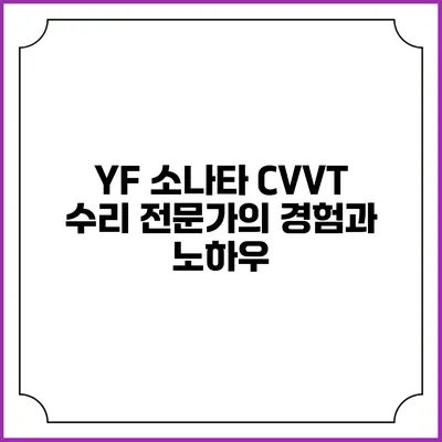 YF 소나타 CVVT 수리 전문가의 경험과 노하우