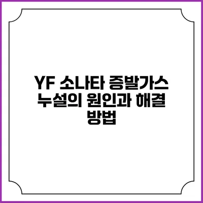 YF 소나타 증발가스 누설의 원인과 해결 방법