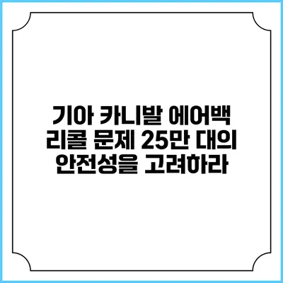 기아 카니발 에어백 리콜 문제: 25만 대의 안전성을 고려하라