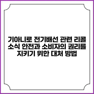기아니로 전기배선 관련 리콜 소식: 안전과 소비자의 권리를 지키기 위한 대처 방법