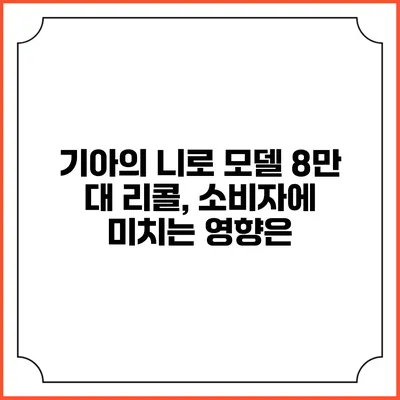 기아의 니로 모델 8만 대 리콜, 소비자에 미치는 영향은?