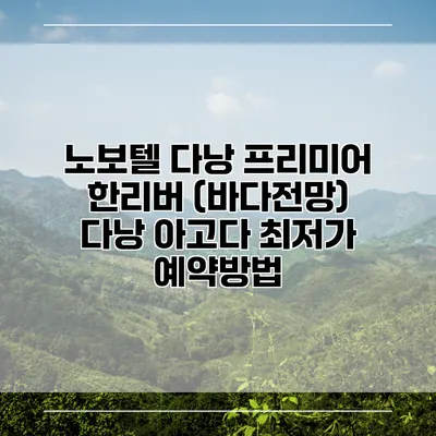 노보텔 다낭 프리미어 한리버 (바다전망) 다낭 아고다 최저가 예약방법