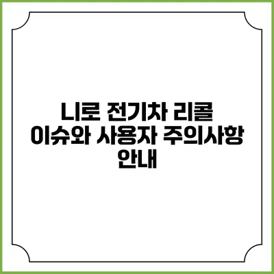 니로 전기차 리콜 이슈와 사용자 주의사항 안내