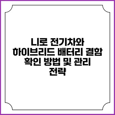 니로 전기차와 하이브리드: 배터리 결함 확인 방법 및 관리 전략