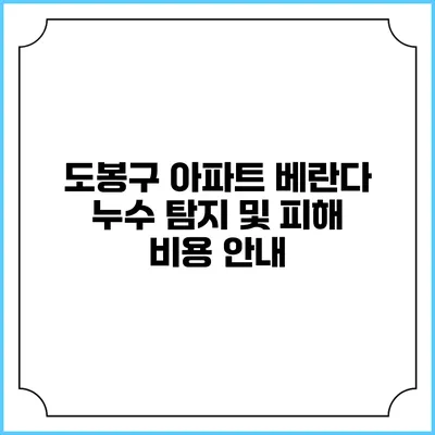 도봉구 아파트 베란다 누수 탐지 및 피해 비용 안내
