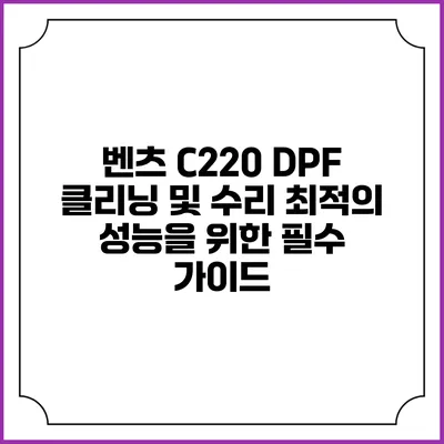 벤츠 C220 DPF 클리닝 및 수리: 최적의 성능을 위한 필수 가이드