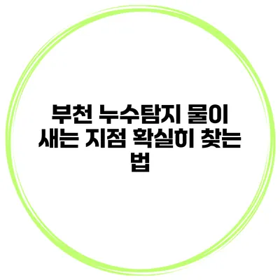 부천 누수탐지 물이 새는 지점 확실히 찾는 법