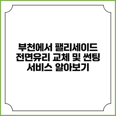 부천에서 팰리세이드 전면유리 교체 및 썬팅 서비스 알아보기