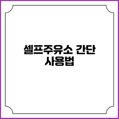 셀프주유소 간단 사용법