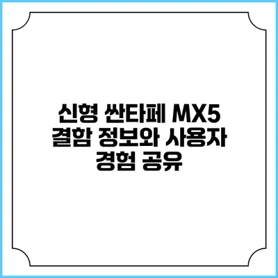 신형 싼타페 MX5 결함 정보와 사용자 경험 공유