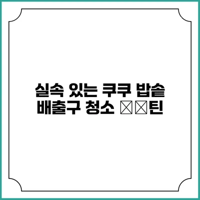 실속 있는 쿠쿠 밥솥 배출구 청소 Ру틴