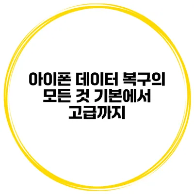 아이폰 데이터 복구의 모든 것 기본에서 고급까지
