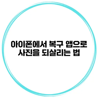 아이폰에서 복구 앱으로 사진을 되살리는 법