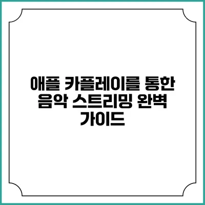 애플 카플레이를 통한 음악 스트리밍 완벽 가이드