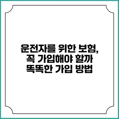 운전자를 위한 보험, 꼭 가입해야 할까? 똑똑한 가입 방법