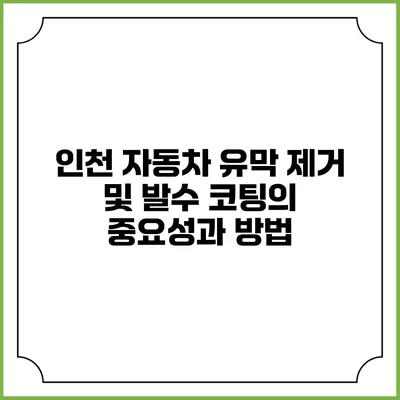 인천 자동차 유막 제거 및 발수 코팅의 중요성과 방법