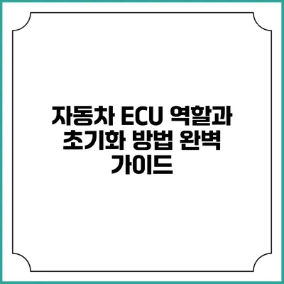 자동차 ECU 역할과 초기화 방법 완벽 가이드