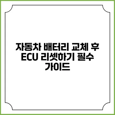 자동차 배터리 교체 후 ECU 리셋하기: 필수 가이드