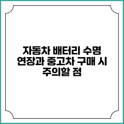 자동차 배터리 수명 연장과 중고차 구매 시 주의할 점