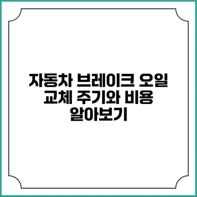 자동차 브레이크 오일 교체 주기와 비용 알아보기