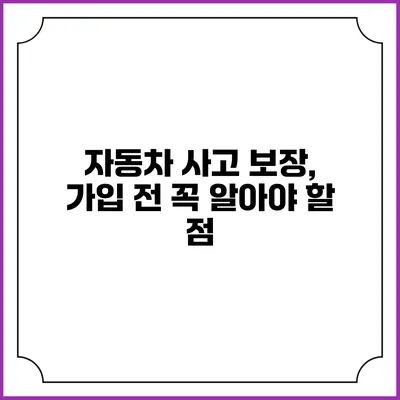 자동차 사고 보장, 가입 전 꼭 알아야 할 점