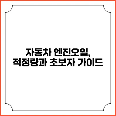 자동차 엔진오일, 적정량과 초보자 가이드