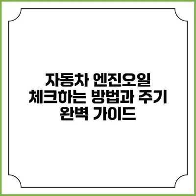 자동차 엔진오일 체크하는 방법과 주기: 완벽 가이드