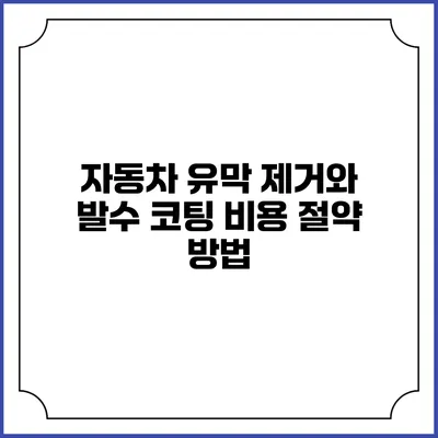 자동차 유막 제거와 발수 코팅 비용 절약 방법