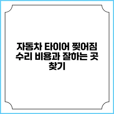 자동차 타이어 찢어짐 수리 비용과 잘하는 곳 찾기
