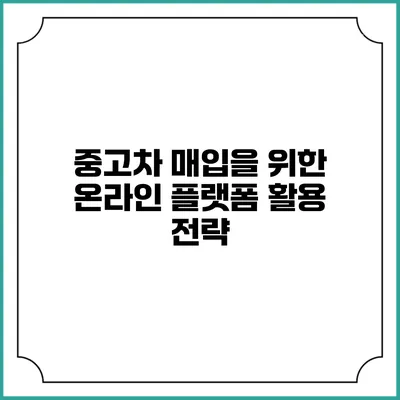 중고차 매입을 위한 온라인 플랫폼 활용 전략