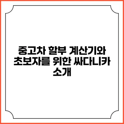 중고차 할부 계산기와 초보자를 위한 싸다니카 소개
