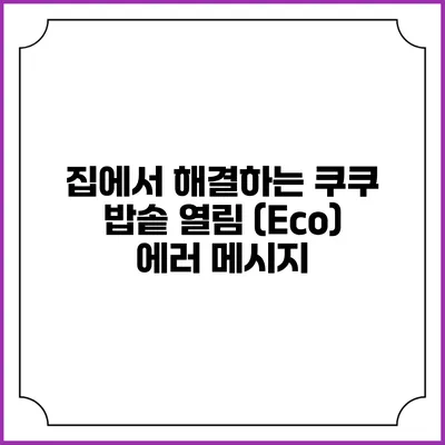 집에서 해결하는 쿠쿠 밥솥 열림 (Eco) 에러 메시지