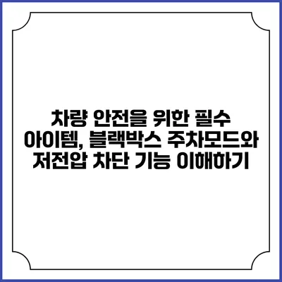 차량 안전을 위한 필수 아이템, 블랙박스 주차모드와 저전압 차단 기능 이해하기