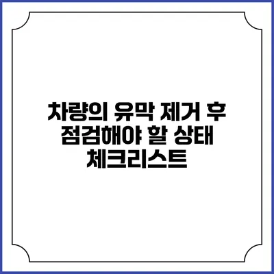 차량의 유막 제거 후 점검해야 할 상태 체크리스트