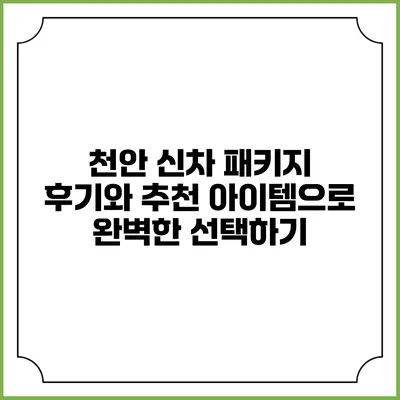 천안 신차 패키지 후기와 추천 아이템으로 완벽한 선택하기