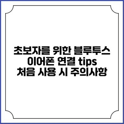 초보자를 위한 블루투스 이어폰 연결 tips 처음 사용 시 주의사항
