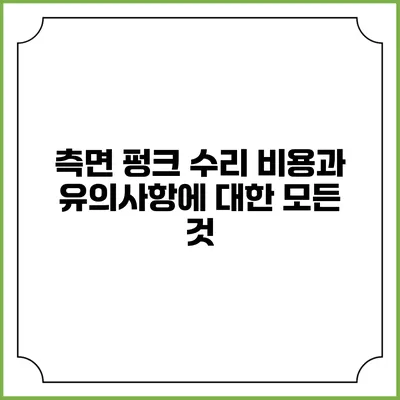 측면 펑크 수리 비용과 유의사항에 대한 모든 것