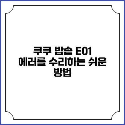 쿠쿠 밥솥 E01 에러를 수리하는 쉬운 방법