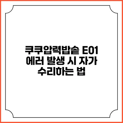 쿠쿠압력밥솥 E01 에러 발생 시 자가 수리하는 법