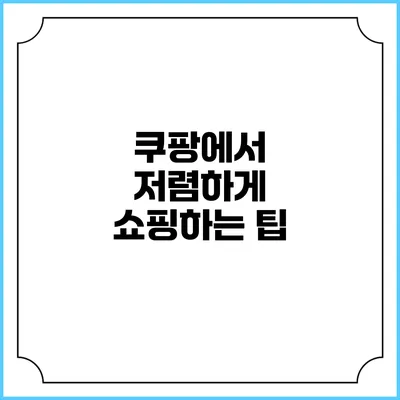 쿠팡에서 저렴하게 쇼핑하는 팁